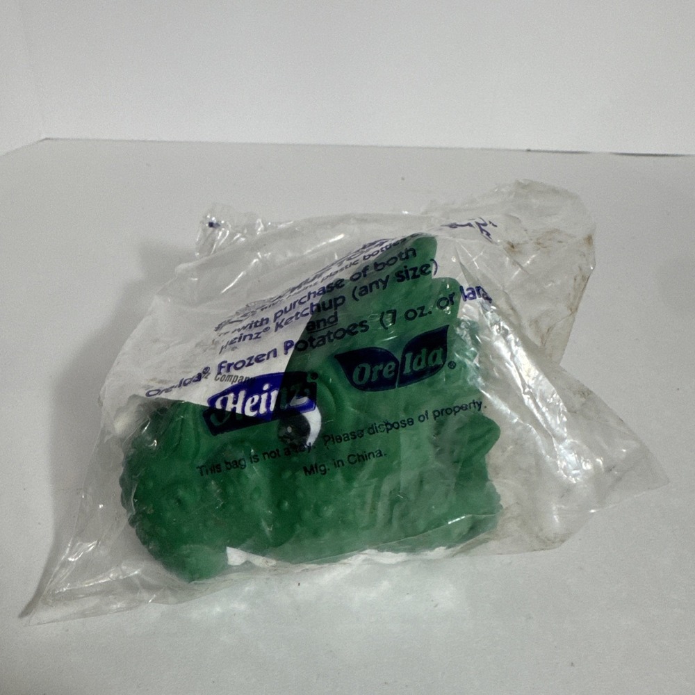 Vintage 1992 Heinz Ore-Ida Green‎ Dino-Pour Dinosaur Ketchup Topper New In Pack